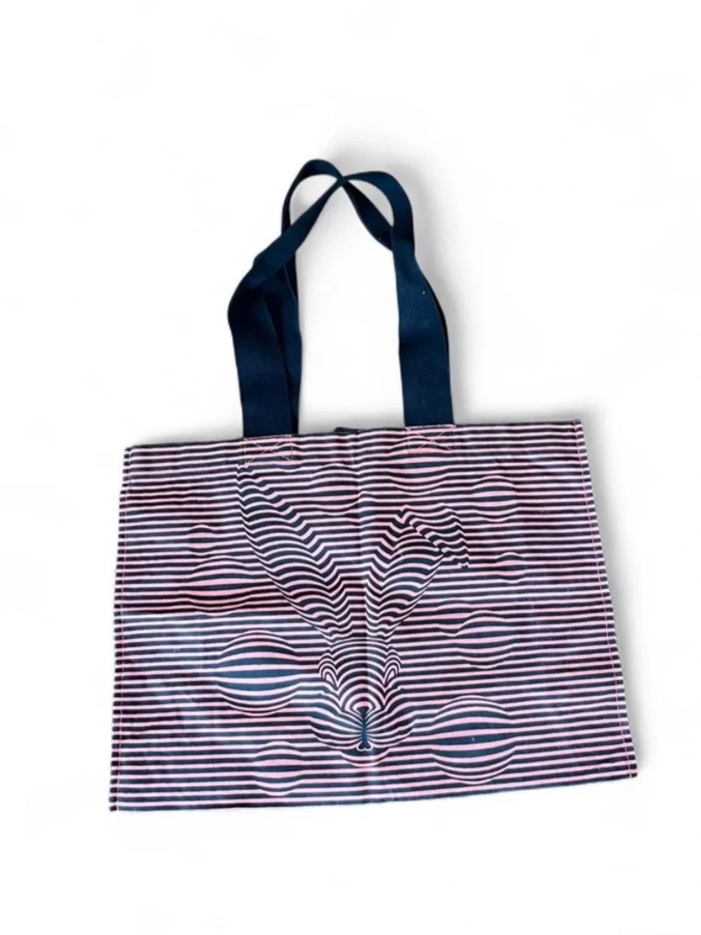 Lush Pink Tote with Black Graphic Straps
